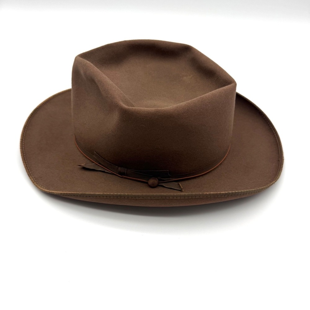 Vintage Fabroc Supreme Fahey-Brockman Brown Felt Fedora Western Hat approx 6 7/8